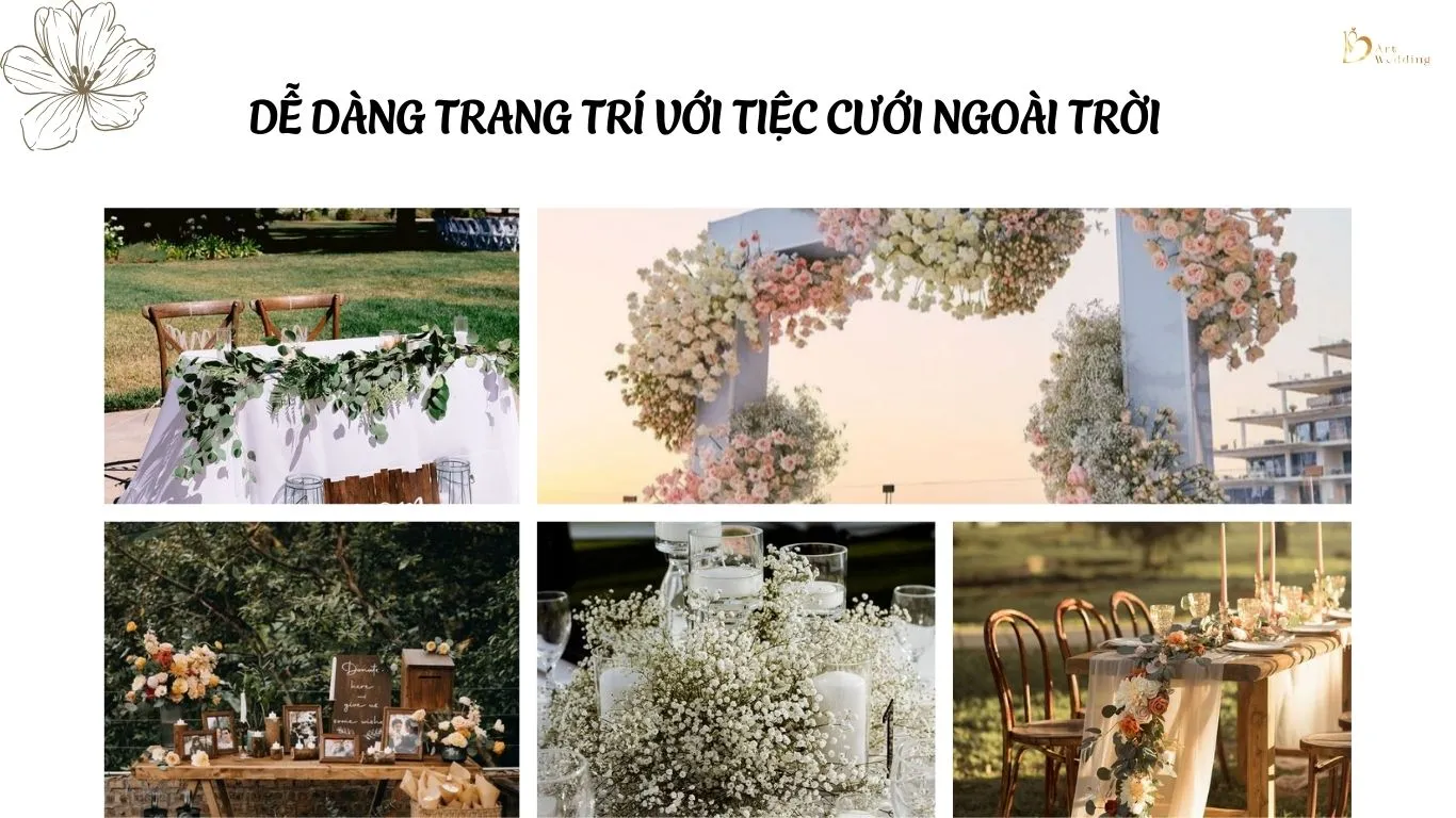 Dễ dàng trang trí với tiệc cưới ngoài trời