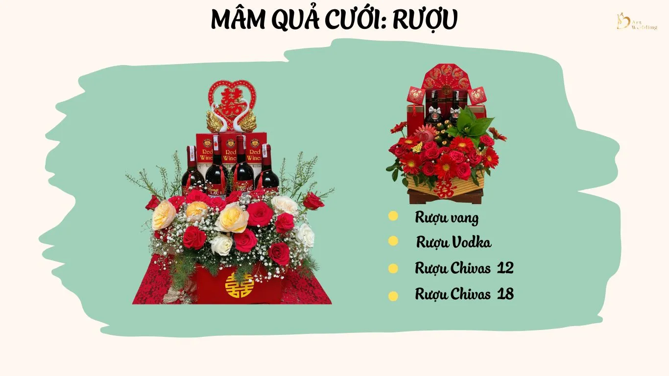 Mâm quả cưới: rượu