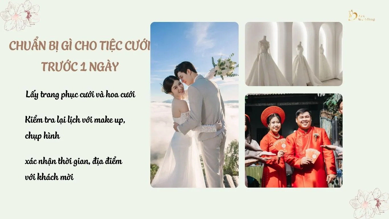 Chuẩn bị gì cho tiệc cưới trước 1 ngày